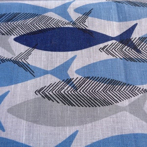 Rideau de cuisine avec impression de poisson W36 » x L26 »