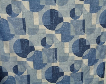 Geometric pattern tablecloth, Blue / White / Gray Tablecloth; Modern table linens or curtain with graphic print