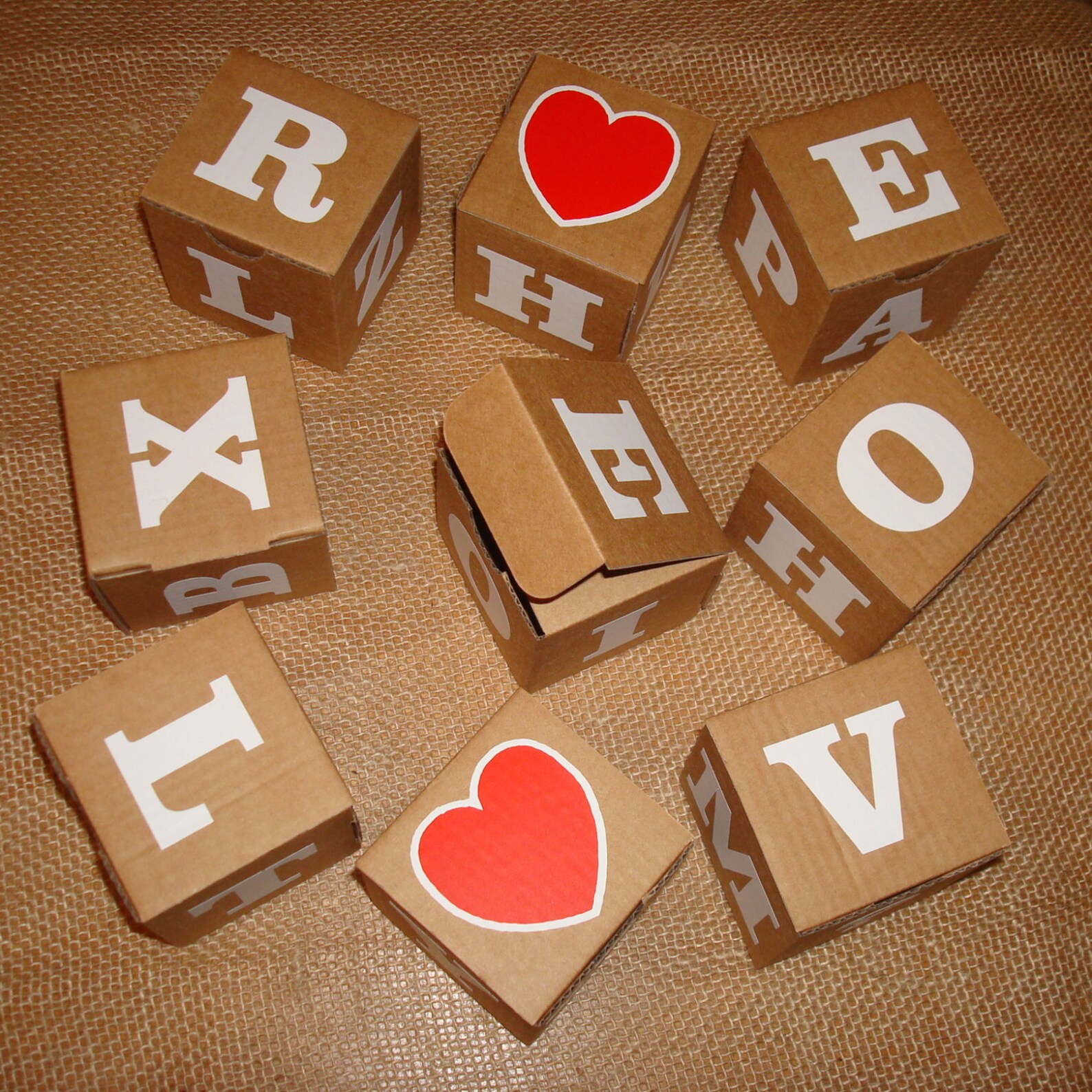 Set of 9 Small Square Cardboard Gift Boxes With Letters Small Etsy