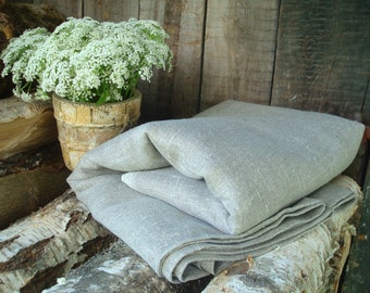 Pure linen tablecloth, natural gray linen tablecloth 57" square, round tablecloth. Flax table cloth