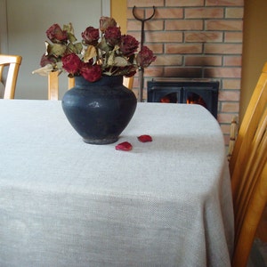 Natural linen tablecloth; Heavyweight linen twill table cloth