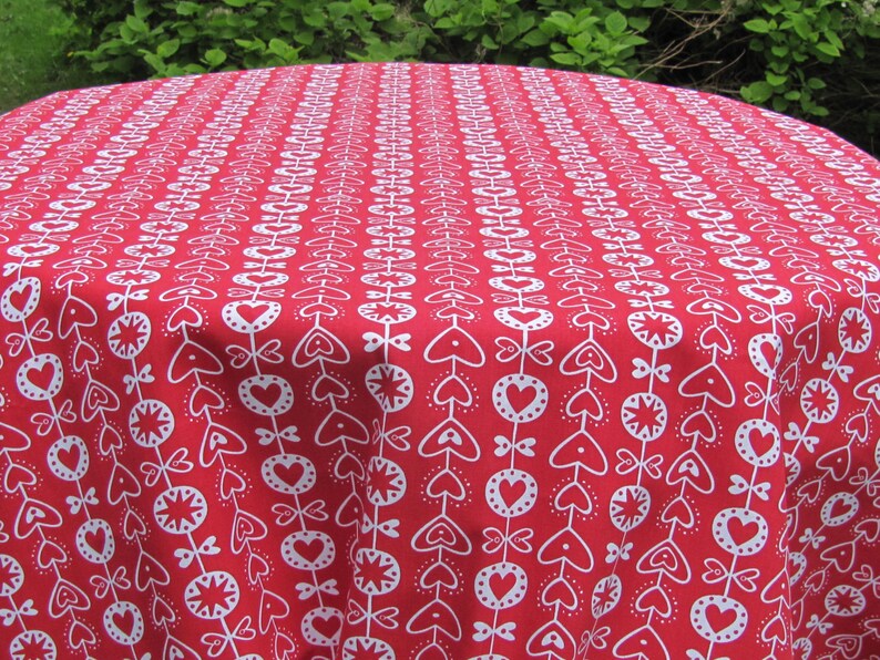 Cotton tablecloth with Heart Print Square / Round / Oval Tablecloth / Table Runner Scandinavian design linens image 2