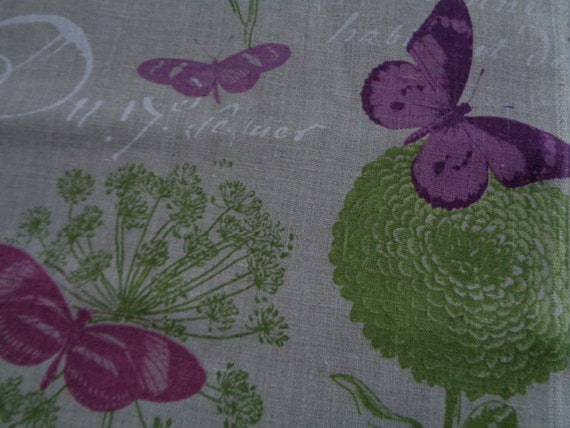 57 Square  Round Tablecloth; 57x 80 Rectangular  Oval Tablecloth Pure Linen Tablecloth with Botanical Print & Butterflies