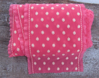 6&quot;/ 15cm Wide Stretch Elastic Lace by Yard; Baby Pink & Ivory Polka Dot Lace