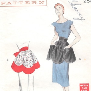 Patrón de costura vintage de DELANTAL de los años 50 ~ Medio delantal ~ Bolsillos enormes ~ Borde festoneado ~ Delantal para té ~ Cintura contorneada con extremos para atar ~ Butterick 5531