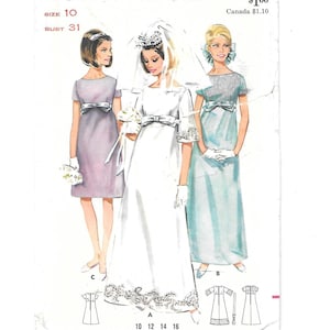 1960s Wedding Dress Sewing Pattern: Butterick 4377, Size 10