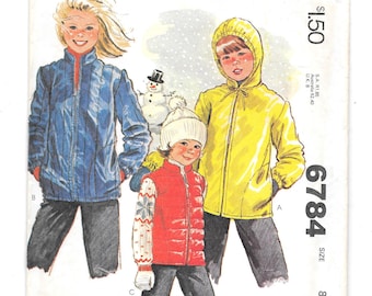 1970s Girls' Boys' JACKET & VEST Vintage Sewing Pattern ~ Size 8 ~ Breast/Chest 27" ~ McCall's 6784 ~ Hood ~ Zipper ~ Collar ~ Pockets