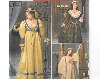 Renaissance Costume Sewing Pattern ~ Simplicity 0687 ~ Renaissance Dress Gown ~ Size 16 18 20 Bodice ~ Cuffs ~ Headband ~ Long Sleeve UNCUT