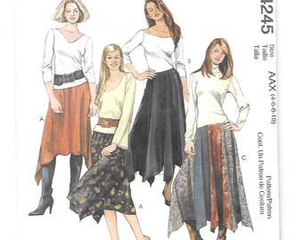 BOHO Swirl SKIRT~ McCall's 4245 Sewing Pattern ~ Size 4 6 8 10 Waist 22 23 24 25 Semi-fitted Skirt Above ankle length Contrast Waist UNCUT
