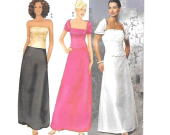 Formal Evening 2 Pc. DRESS ~ Bare Shoulder Top ~ Long Skirt and Shrug  Sewing Pattern Plus Size 18 20 22 Bust 40 42 44 Butterick 6766  UNCUT