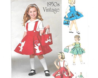 50s Poodle SKIRT ~ Jumper ~ BAG Vintage 1950s Reprint Sewing Pattern ~ Size 3 4 5 6 7 8 ~ Skirt ~ Bag ~ Jumper Dress ~ Poodle Applique Uncut