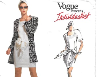 Vogue JACKET & DRESS ~ Vintage 1988 Sewing Pattern ~ Vogue 2085 Indiviualist ~ Designer Betty Jackson ~ Size 6 8  10 Bust 30 1/2, 31 1/2, 32