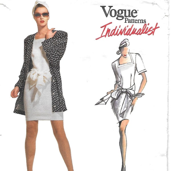 Vogue JACKET & DRESS ~ Vintage 1988 Sewing Pattern ~ Vogue 2085 Indiviualist ~ Designer Betty Jackson ~ Size 6 8  10 Bust 30 1/2 31 1/2 32