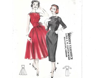 1950s DRESS ~ Vintage Sewing Pattern ~ Butterick 8357 ~ Full Skirt or Slim Skirt ~ Sleeveless or three quarter Sleeves ~ Cummerbund