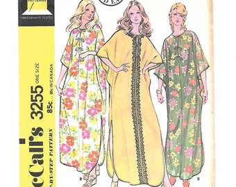 1970s CAFTAN Cover-Up ~ Lounge Robe ~ House Dress ~ Nightgown ~ Vintage Sewing Pattern McCall's 3255 One Size Proportioned to Heights ~ EASY