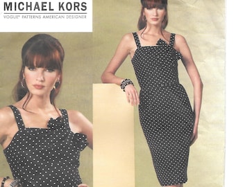 Vogue 1176 ~ American Designer MICHAEL KORS ~ DRESS sewing pattern ~ Plus Size 16 18 20 22 ~ Close-fitting Lined Dress Darts Belt ~ Uncut