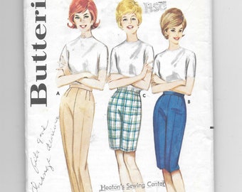 1960s PANTS & SHORTS ~ Vintage Sewing Pattern Proportioned Pants with trouser crease ~ Shorts ~ Knee Length ~ Bermuda Length Butterick 2747