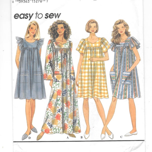 CAFTAN ~ DRESS in 2 lengths ~ Simplicity 8959 ~ Vintage Sewing Pattern ~ Size L XL Bust 42 44 46 48 Pockets ~ Long or Short Flutter Sleeves