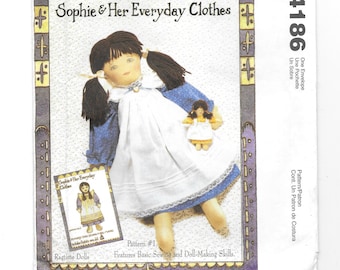 Soft Stuffed Cloth Doll 21 inch Vintage Sewing Pattern ~ Sophie 21 inch & Her Playmate Doll 6 inch ~ McCalls 4186 ~ Dress Pinafore ~ UNCUT