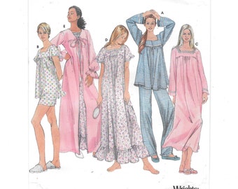 NIGHTGOWN ~ PAJAMAS  each in 2 lengths ~ ROBE Baby Dolls Sewing Pattern ~ Simplicity 9957 ~ Misses Plus Size M L xL  Bust 40-42 44-46 48-50