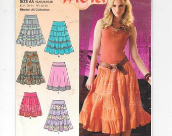 SKIRT with Length and Trim Variations ~ Sewing Pattern DESTINATION  India ~ Simplicity 0593 ~ Size 10 12 14 16 18 ~ Tiered Skirt