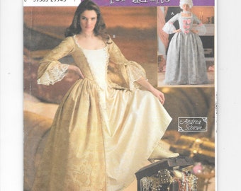 Historical GOWN Costume ~ Marie Antoinette Renaissance Square Neck Dress by Designer Andrea Schewe ~ Simplicity 4092  Size 6 8 10 12 ~ UNCUT