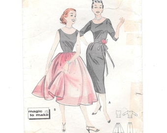 1950s ~ Two Pc DRESS Seperates MAGIC to MAKE ~ Vintage Sewing Pattern ~ Scoop Neck Top ~ Full or Tapered Skirt ~ Butterick 8402 ~ Bust 34