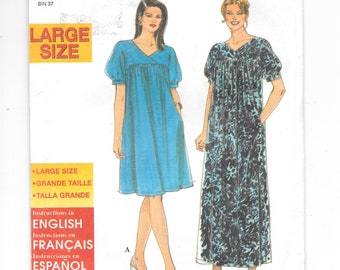 Misses' Pullover DRESS or CAFTAN ~ Simplicity 7951 Sewing Pattern ~ Loose fitting MuMu Plus Size 18W - 22W Bust 40 - 48" It's So EASY Uncut