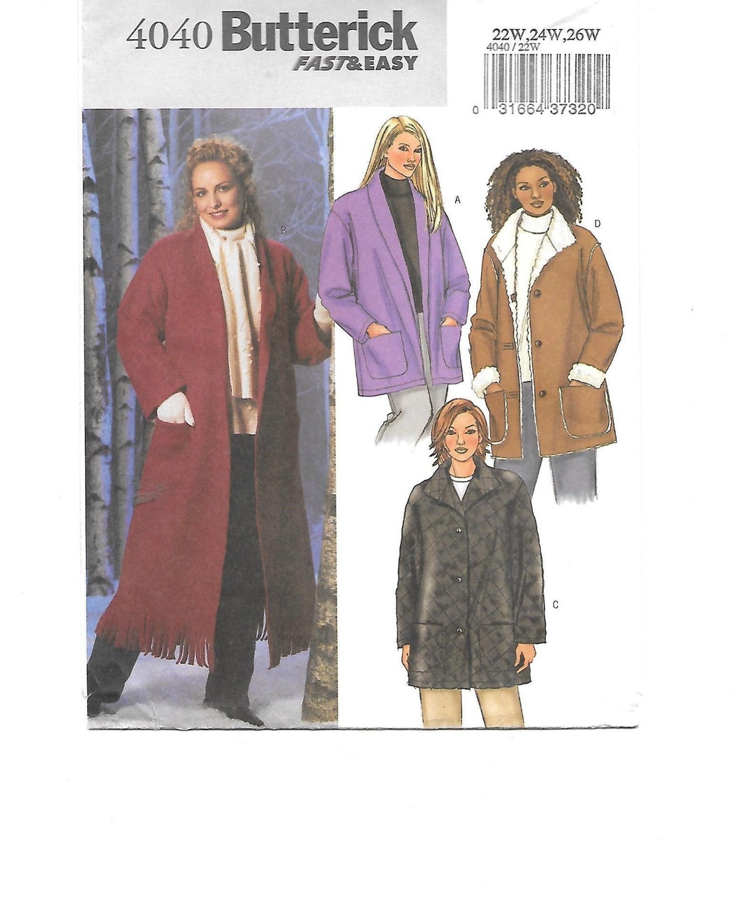JACKET or COAT Sewing Pattern Plus Size 22W 24W 26W Loose - Etsy