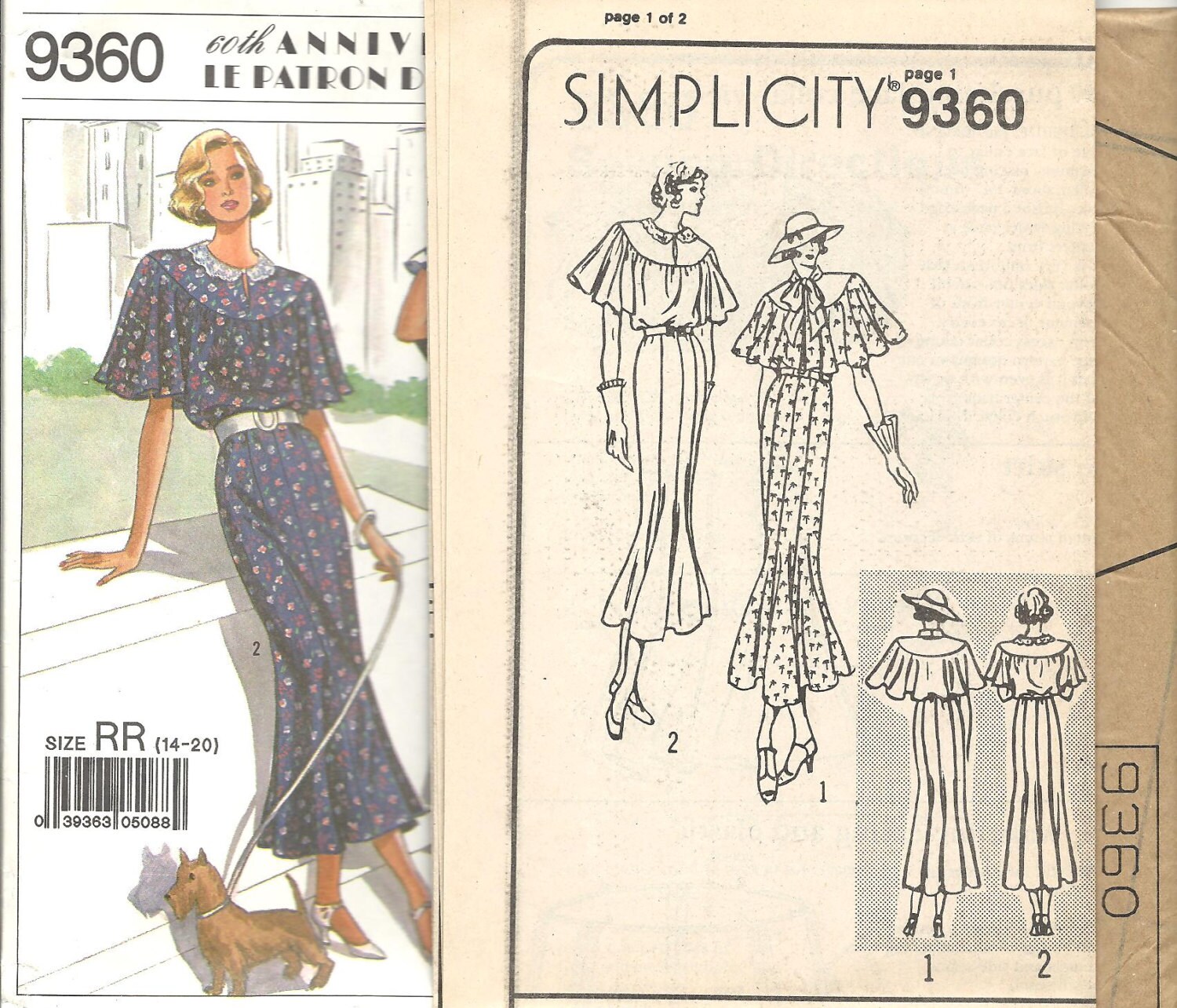 1930s Dress Sewing Pattern, Caplet & Gore Skirt (plus Size 14-20) UNCUT ...
