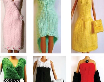 Knitting pattern for dolls dresses -  by day and night delivered as a PDF download