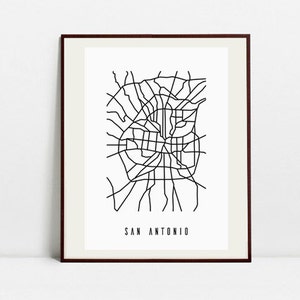 San Antonio Abstract Map - Black and White Art Print - Digital Download Art Print