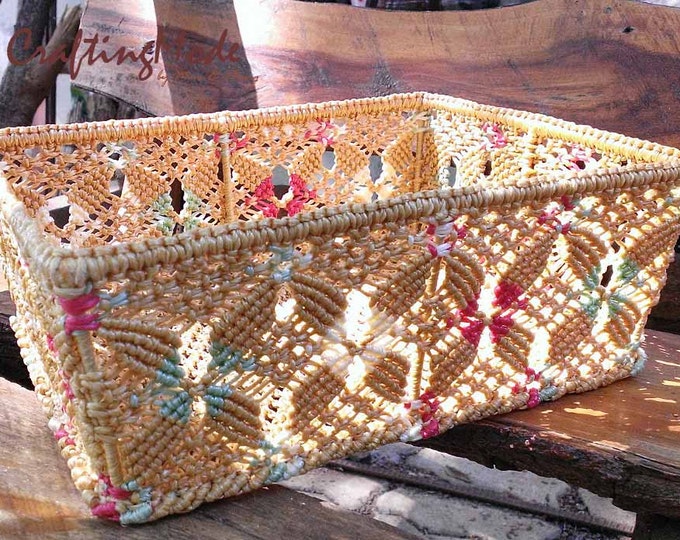 Basket ,medium Size, Macrame, Rectangular Shape,handmade in Natural