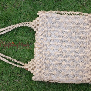 Bag,Macrame,Weaving ,Basket, Rope,Handmade,Ivory color, ,Hand bag,Tote,Natural,Womens bag.Purse,Gift ,Shoulder bag,Beach bag image 3