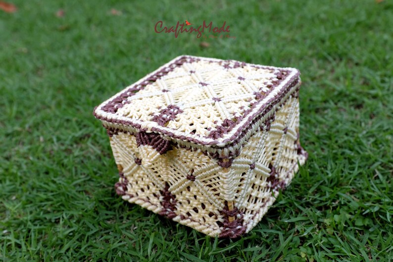 Macrameboxstoragehandmadebasketnaturalivory and Brown Etsy