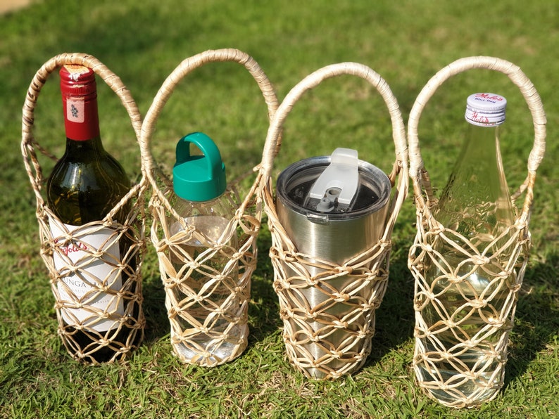 Cesta de botella de vino cesta de frasco de café Macrame | Etsy