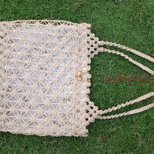 Bag,Macrame,Weaving ,Basket, Rope,Handmade,Ivory color, ,Hand bag,Tote,Natural,Womens bag.Purse,Gift ,Shoulder bag,Beach bag image 2