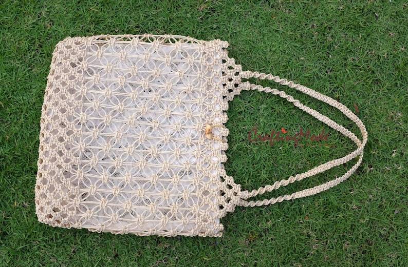 Bag,Macrame,Weaving ,Basket, Rope,Handmade,Ivory color, ,Hand bag,Tote,Natural,Womens bag.Purse,Gift ,Shoulder bag,Beach bag image 2