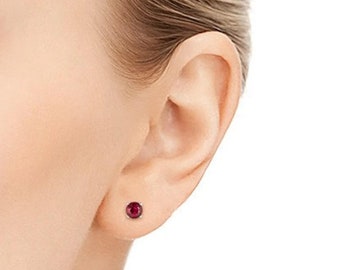 Prachtige kleine natuurlijke rode robijn oorbellen, elegante robijnrode edelsteen sieraden, klassieke fijne sieraden, jubileumcadeau, cadeau voor vrouw moeder