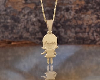 Custom necklace-Baby girl personalized-Necklace baby's birth-Mom gift-Minimalist Jewelry-Gift for her-Girl Charm Pendant Necklace-Gold chain