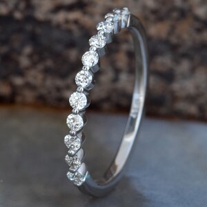 Elegant Dainty Stacking Real Diamond Wedding Band, Solid Gold Half Eternity Natural Diamond Wedding Ring, Diamond Jewelry, Anniversary Ring