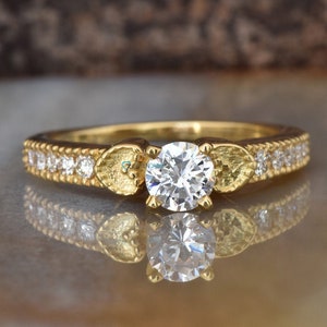 Nachlass Verlobungsring-Art-Deco-Verlobungsring-1/2 Karat Versprechen Ring-Solid Goldring-Brautring-Gold Solitärring-Herz-Diamantring Bild 1