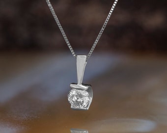 Tiny pendant 1/2ct -Diamond Pendant-Gold necklace dainty-Gold Diamond Pendant-Anniversary gift-Graduation gift-Diamond necklace-Chain