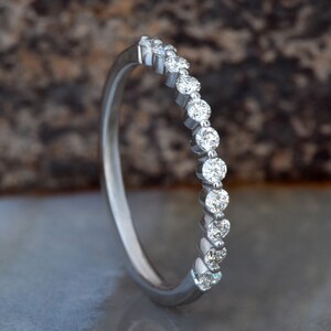 14k/18k Solid Gold Half Eternity Natural Diamond Wedding Ring, Elegant Dainty Stacking Real Diamond Ring, Diamond Jewelry, Anniversary Ring