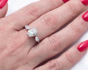 Stunning 4 Carat Oval Engagement Ring, Solid Gold 3 Stone Lab Diamond Engagement Ring, Estate Diamond Jewelry, Anniversary Ring, Wife Gift