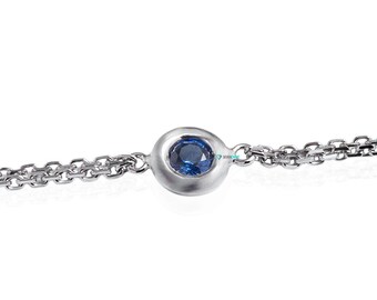 Elegant 14k Solid Gold 0.3 Carat Blue Sapphire Gemstone Bracelet, Dainty Real Sapphire Jewelry, September Birthstone Gift, Anniversary Gift