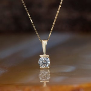 1/2ct Diamond Pendant-Yellow Gold Pendant 14K Diamond necklace-Women Jewelry-Anniversary gift-for her jewelry-Birthday gift-Diamond pendant image 1