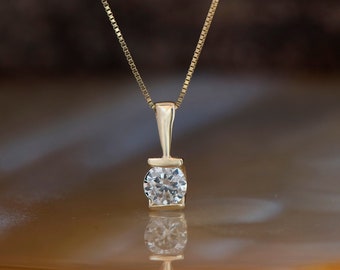 1/2ct Diamond Pendant-Yellow Gold Pendant 14K- Diamond necklace-Women Jewelry-Anniversary gift-for her jewelry-Birthday gift-Diamond pendant