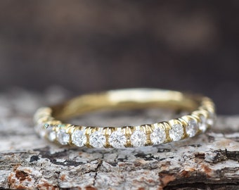 Diamond Eternity Wedding Band-Diamond 1/2 carat wedding band-Wedding band yellow gold -Diamond Band-Half eternity Ring-Art deco band ring