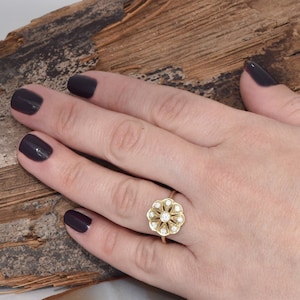 Stunning Solid Gold Natural Diamond Flower Engagement Ring, Nature Inspired Diamond Ring, Art Deco Diamond Jewelry, Floral Promise Ring